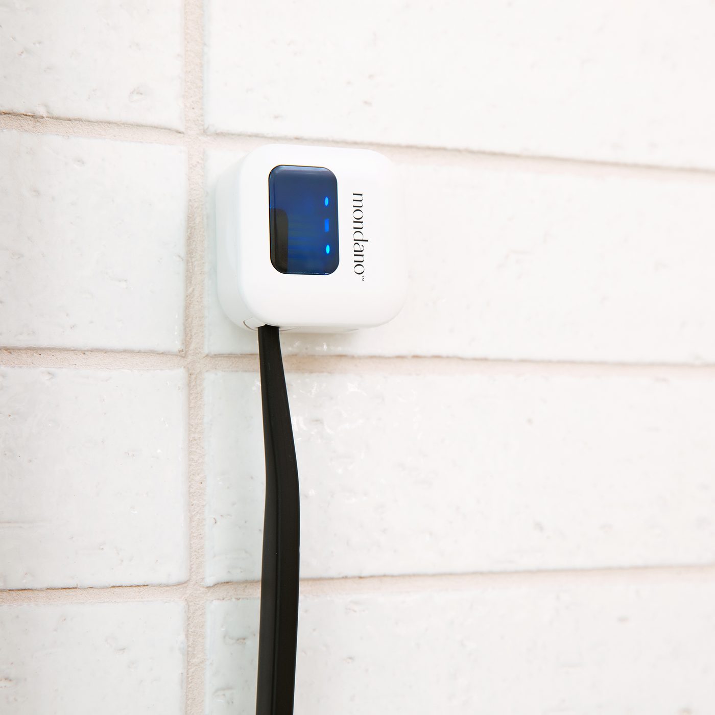 Mounted on a tile wall holding a toothbrush